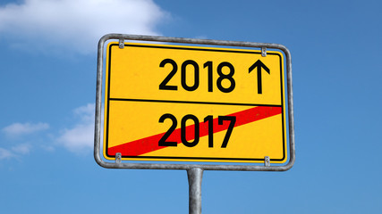 Sign at the turn of the year 2017-2018.

Schild zum Jahreswechsel 2017/2018.