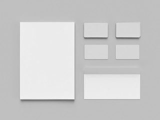 Blans and frames on gray background. flat lay. Concept for signes.