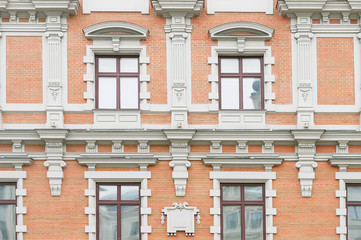 House wall with moulding in Riga