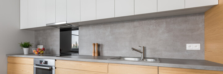 Kitchen with concrete worktop
