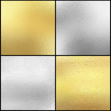 Set of Silver and gold foil texture background