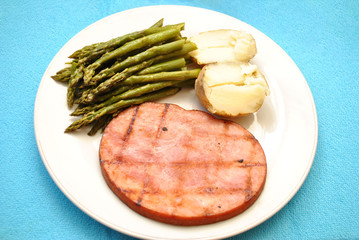 Ham Steak Served with Fresh Vegetables