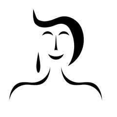 woman figure with black hair isolated on white background - fashion beauty concept