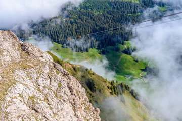 View of Swiss Alps from Mt. Pilatus trail and Lucerne lake (Vierwaldstattersee) in Lucerne, Switzerland