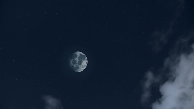 Full moon and cloudy sky timelapse at night, spooky Halloween horror scene 