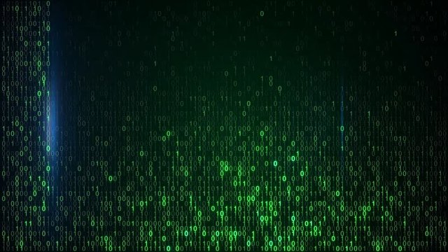Green digital binary data scan. Computer generated seamless loop abstract motion background 4k UHD (3840x2160)
