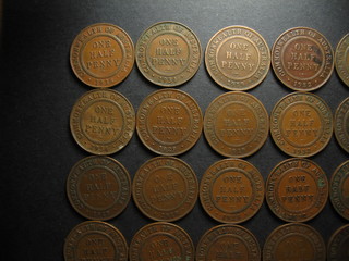 One Half Penny Vintage Australian Coin Collection. Reverse.