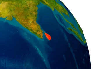 Sri Lanka on model of planet Earth