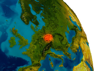 Czech republic on model of planet Earth