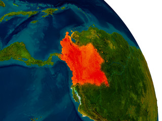 Colombia on model of planet Earth