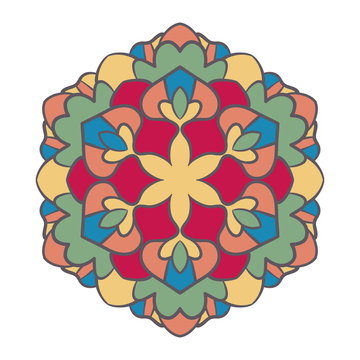 Ornate abstract color mandala element