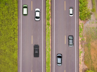 Aerial top view over the road and highway