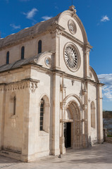 Fototapeta na wymiar St. James Cathedral, an UNESCO world heritage in Sibenik city, Croatia.