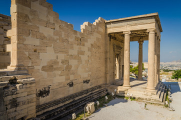 Ancient ruins of Erechtheum, Acropolis, Athens.