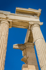 Ancient ruins of Erechtheum closeup, Acropolis, Athens.