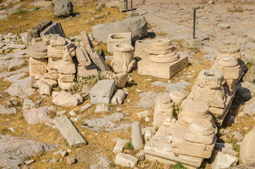 Ancient ruins closeup, Acropolis, Athens.