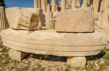 Ancient ruins closeup, Acropolis, Athens.