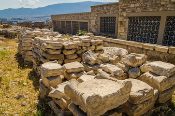 Ancient ruins closeup, Acropolis, Athens.