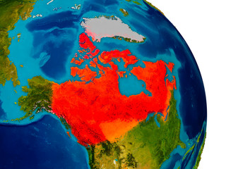 Canada on model of planet Earth