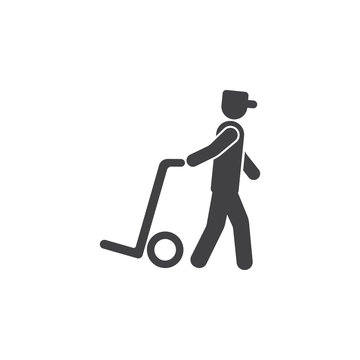 recommend clip art: man icon with trolley.vector illustration.