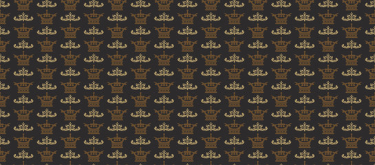 Seamless Damask Wallpaper. Modern pattern seamless dark black colors. Classic design pattern seamless. Background vector.
