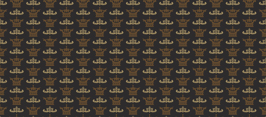 Seamless Damask Wallpaper. Modern pattern seamless dark black colors. Classic design pattern seamless. Background vector.