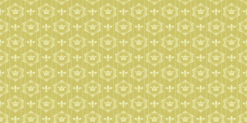Seamless Damask Wallpaper. Pattern seamless green and white colors. Royal style design pattern seamless. Geometric shape, background vector.