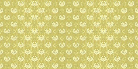 Seamless Damask Wallpaper. Pattern seamless green and white colors. Retro style design pattern seamless. Geometric shape, background vector.