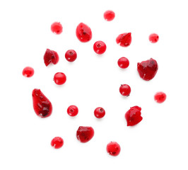 Cranberry sauce dots on white background