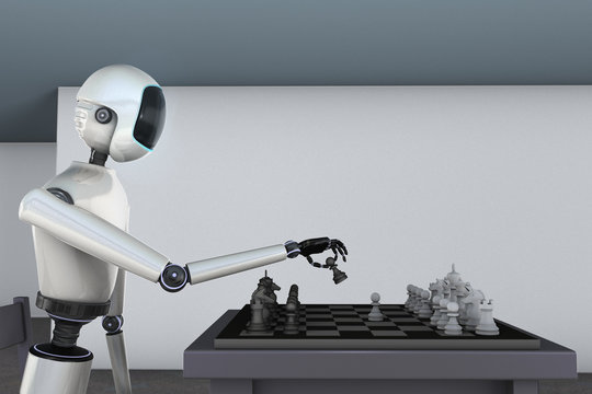 Playing chess with robot, girl, cg, white, abstract, robot, chess, HD  wallpaper