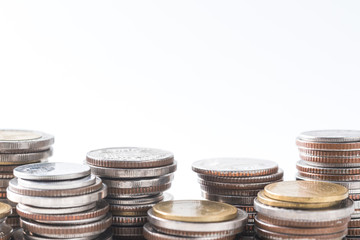 coins stack on white background