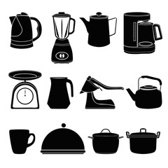  Kitchen tool silhouette collection