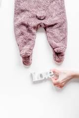 kid stylish clothes set on white background top view mock-up