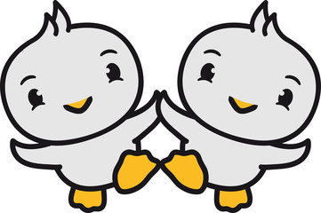 team freunde 2 enten party crew süß niedlich klein baby kind ente vogel comic cartoon