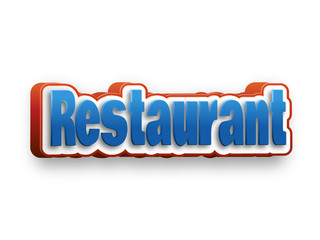 Restaurant Text for Title or Headline. In 3D Fancy Fun and Futuristic style