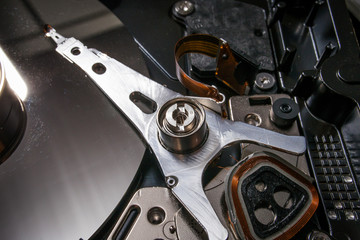 Hard disk scrap electronics  image closeup