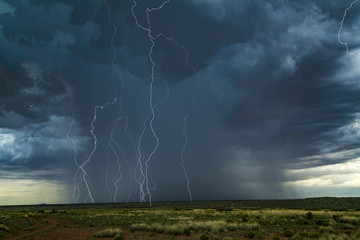 lightning striking during a desert storm 