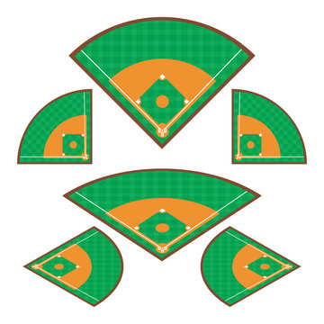 Set of Baseball Fields with any angle on white background. Vector illustration Baseball Fields concept design.