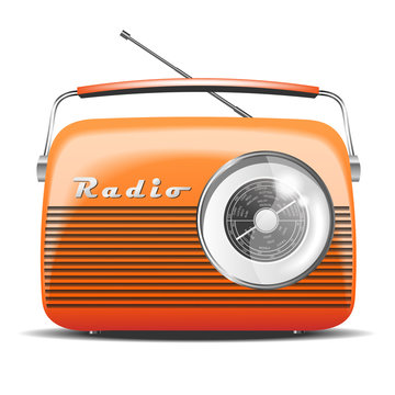 Orange Retro radio. vintage. vector illustration