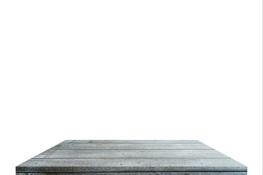 Gray Wood Table Top On Isolate Background 