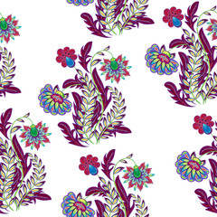 Vector floral seamless pattern with hand drawing fantasy flowers