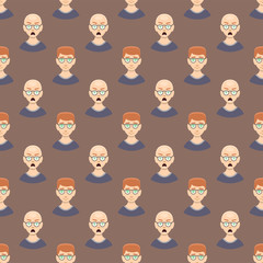 Hair loss stages man seamless pattern and types of baldness illustrated on male head.