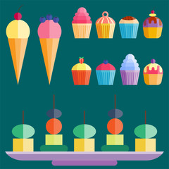 Party cake food dessert sweet cream celebration happy birthday surprise decoration event vector.