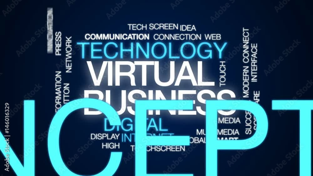 Wall mural Virtual business animated word cloud, text design animation.