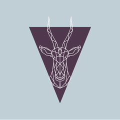 Antelope blesbok in polygonal style. 