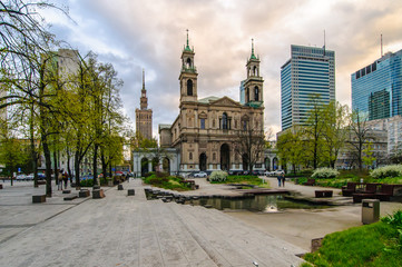 Fototapeta na wymiar Grzybowski Square (Plac Grzybowski) in Warsaw 