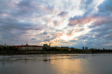 Fototapeta na wymiar View of Warsaw at dusk.