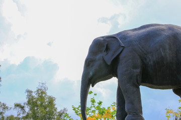 Fototapeta premium elephant statues in Thai temple public park