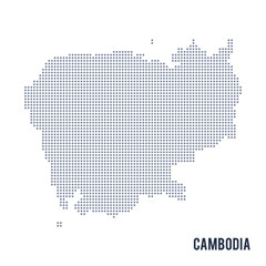 Vector dotted map of Cambodia isolated on white background .