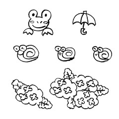 手書き　チョークとクレヨン素材　6月のイメージ